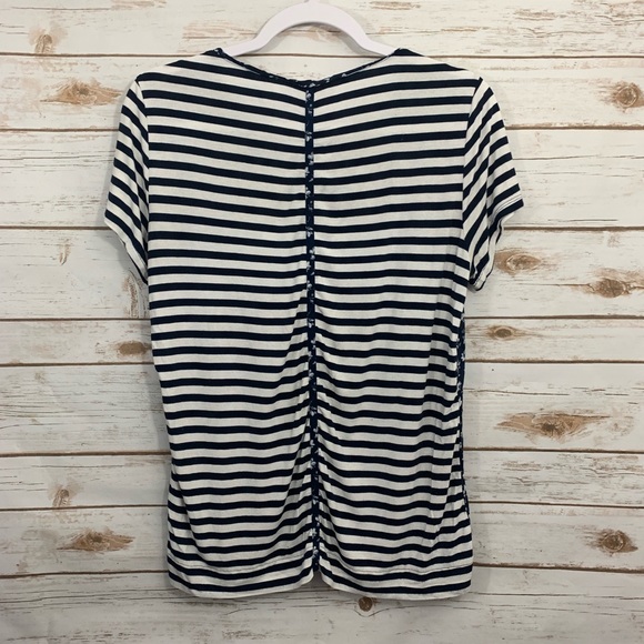 Two by Vince Camuto Womens Striped Professional Blouse White M Two by Vince Camuto Womens Striped Professional Blouse White M